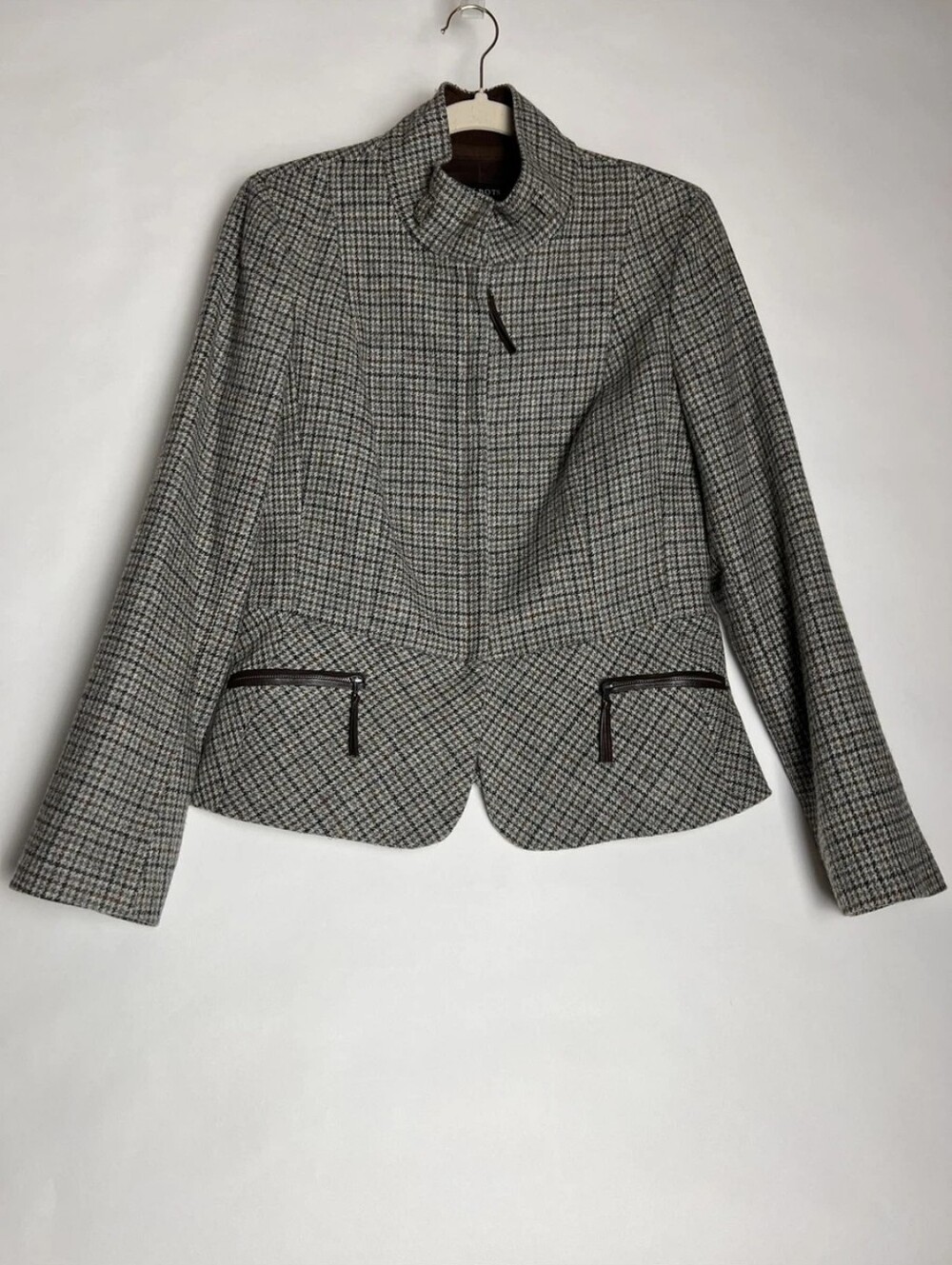 TALBOTS Herringbone Blazer Jacket - Wool Blend Size 14 Petite